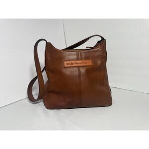Fossil Leather Shoulder Bag Purse Brown Caramel VINTAGE Zippered Top